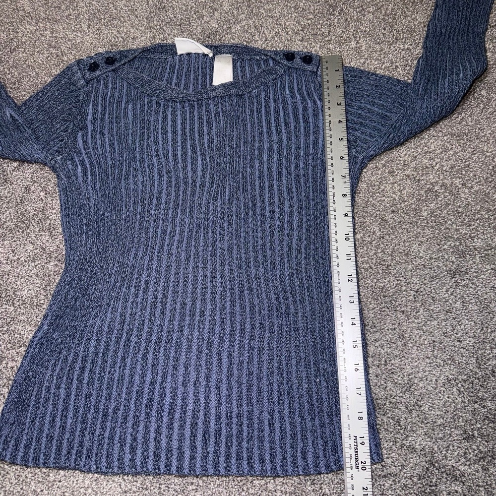 Liz Claiborne Lizwear Jeans Blue Ribbed Knit Sweater Boatneck - Size Small - Picture 7 of 11